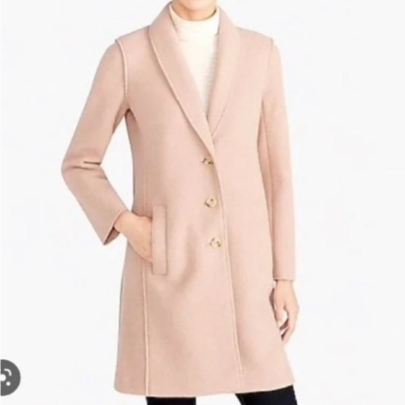 J. Crew Boiled Wool Top Coat Pea Coat in Light Pink Olga - Picture 1 of 7